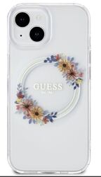 iPhone 15 Guess - 706 - FLOWERS GLOSSY MAGSAFE - transparens