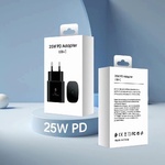 25W usb C hálózati adapter papírbliszteres - fekete