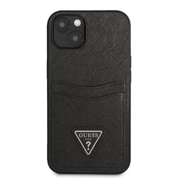 iPhone 13 Guess - 099 - SAFFIANO DOUBLE CARD CASE - fekete