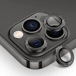 iPhone 12 Pro metal kamera lencse üvegfólia - fekete 
