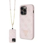 iPhone 15 Pro Guess - 242 - STRASS TRIANGLE + crossbody - pink 