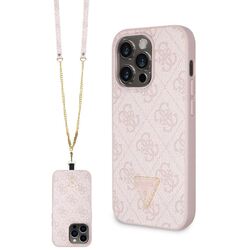 iPhone 15 Pro Guess - 242 - STRASS TRIANGLE + crossbody - pink