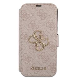 iPhone 15 Guess - 505 - 4G LEATHER METAL LOGO BOOK - pink