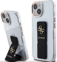 iPhone 15 Pro Max Guess - 289 - PU GRIP STAND METAL LOGO - feket