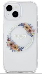 iPhone 14 Guess - 669 - FLOWERS GLOSSY MAGSAFE - transparens