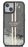 iPhone 15+ Guess - 533 - LIQUID GLITTER GOLD STRIPE - fekete 