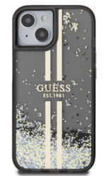 iPhone 15+ Guess - 533 - LIQUID GLITTER GOLD STRIPE - fekete