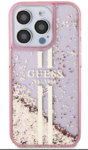 iPhone 15 Pro Guess - 687 - LIQUID GLITTER GOLD STRIPE - pink 