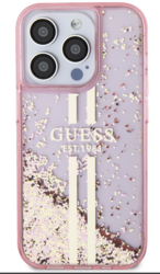 iPhone 15 Pro Guess - 687 - LIQUID GLITTER GOLD STRIPE - pink