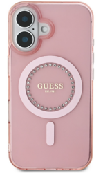 iPhone 16 Guess - 052 - IML RHINESTONES MAGSAFE - pink