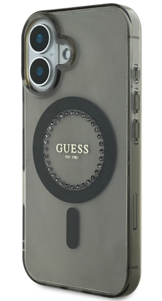 iPhone 16 Guess - 604 - IML RHINESTONES MAGSAFE - fekete