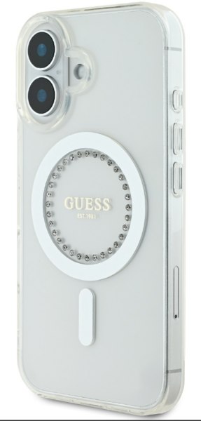 iPhone 16 Guess - 758 - IML RHINESTONES MAGSAFE - fehér