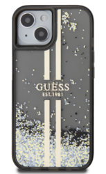 iPhone 15 Guess - 526 - LIQUID GLITTER GOLD STRIPE - fekete