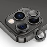 iPhone 16 Pro / 16 Pro Max metal kamera lencse üvegfólia - feket 