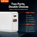 VFAN E14 3A 20W usb A + C adapter