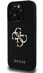 iPhone 15 Pro Guess - 503 - GRAINED METAL LOGO - fekete