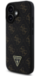 iPhone 16 Guess - 186 - LEATHER TRINGLE METAL LOGO - fekete 