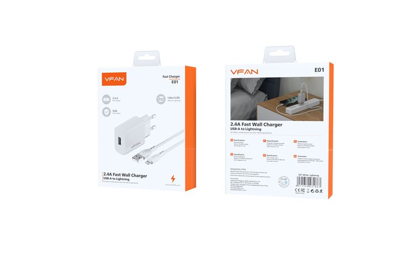 VFAN E01 2.4 A adapter + lightning kábel