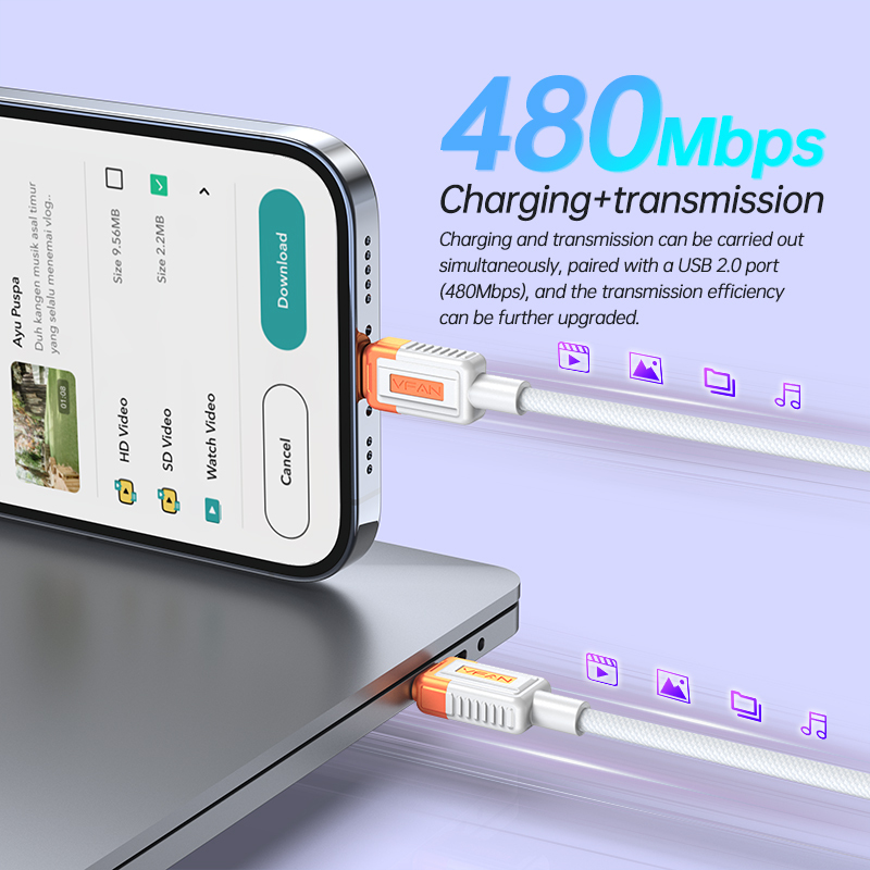 VFAN X24 3A usb A - Micro adatkábel, 1M, narancssárga